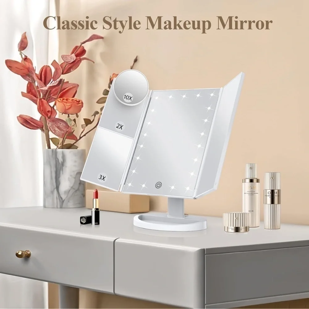 Vanity Lighted Mirror with 2x,3x and 10x magnification